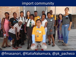 import community
@fmasanori, @KatiaNakamura, @pk_pacheco
 