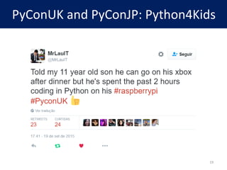 PyConUK and PyConJP: Python4Kids
19
 