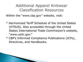 Import compliance – Heading 6110 - Apparel Knitwear | PDF