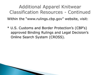 Import compliance – Heading 6110 - Apparel Knitwear | PDF