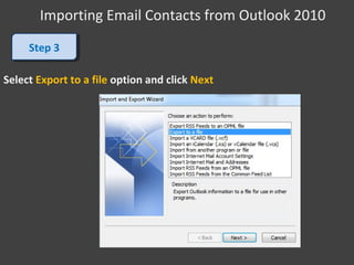 import contacts to outlook 2010