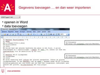 Gegevens toevoegen … en dan weer importeren openen in Word data toevoegen 