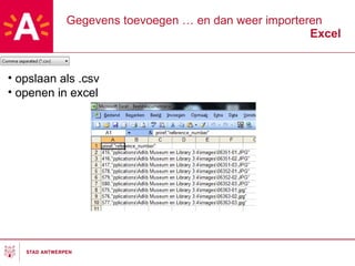 Gegevens toevoegen … en dan weer importeren Excel opslaan als .csv openen in excel 