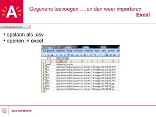 Gegevens toevoegen … en dan weer importeren Excel opslaan als .csv openen in excel 