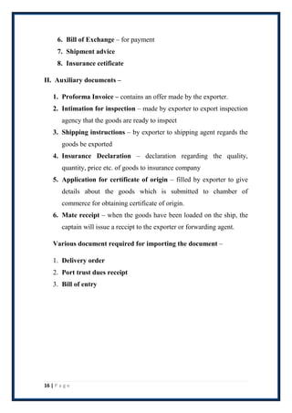 EXPORT & IMPORT POLICY & DOCUMENTATION | PDF