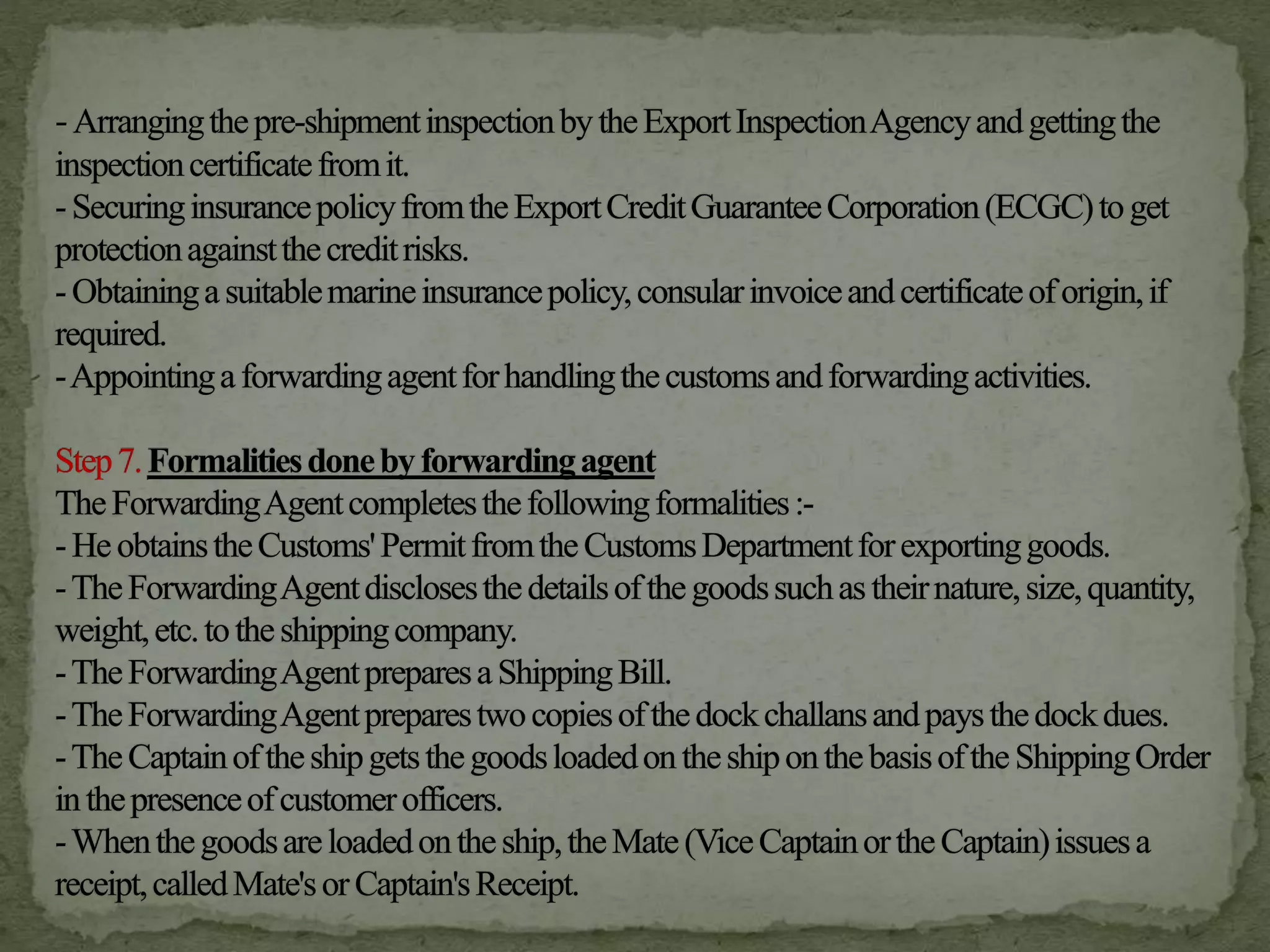 Import Export Procedure and Documentation