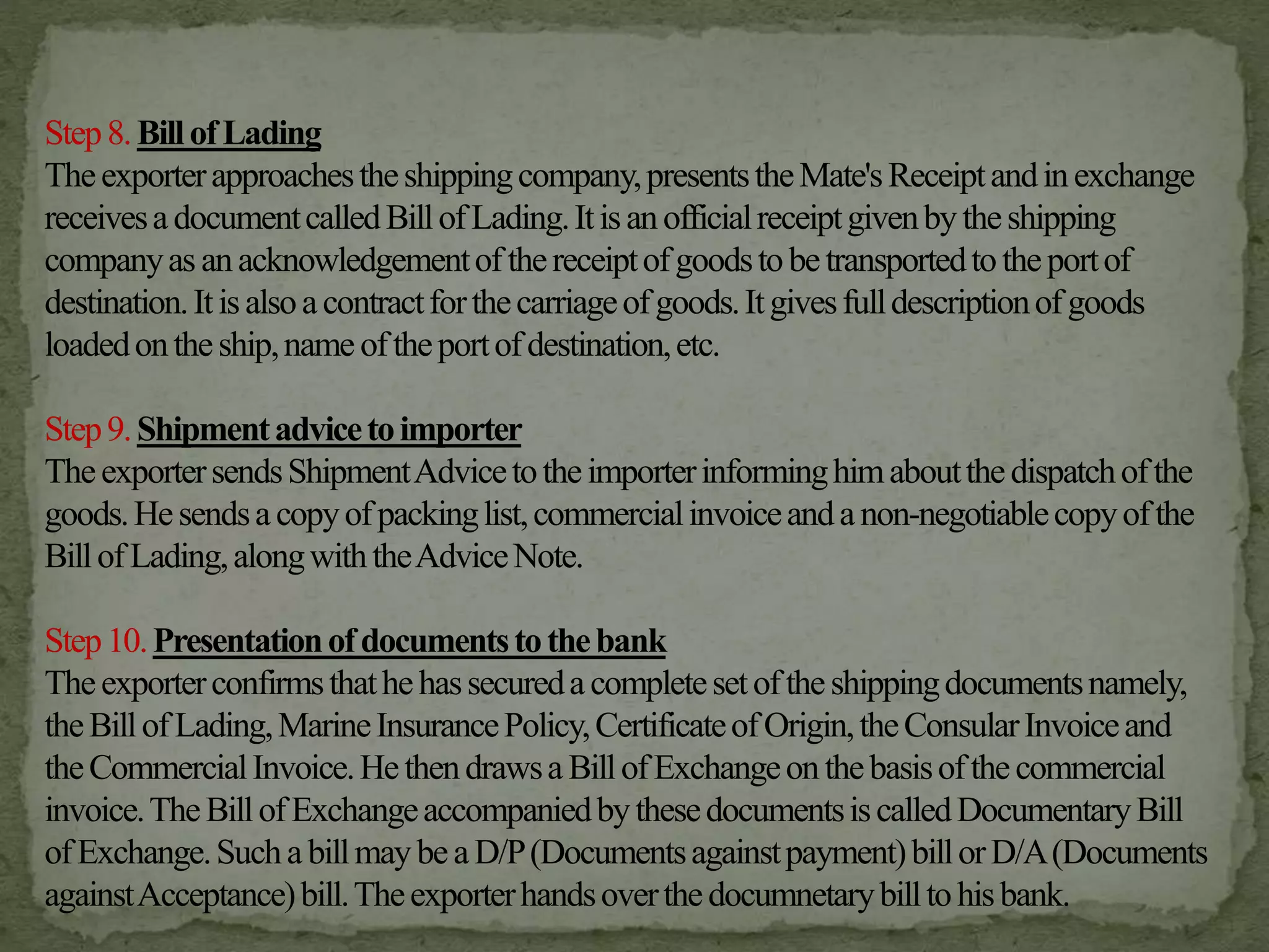 Import Export Procedure and Documentation