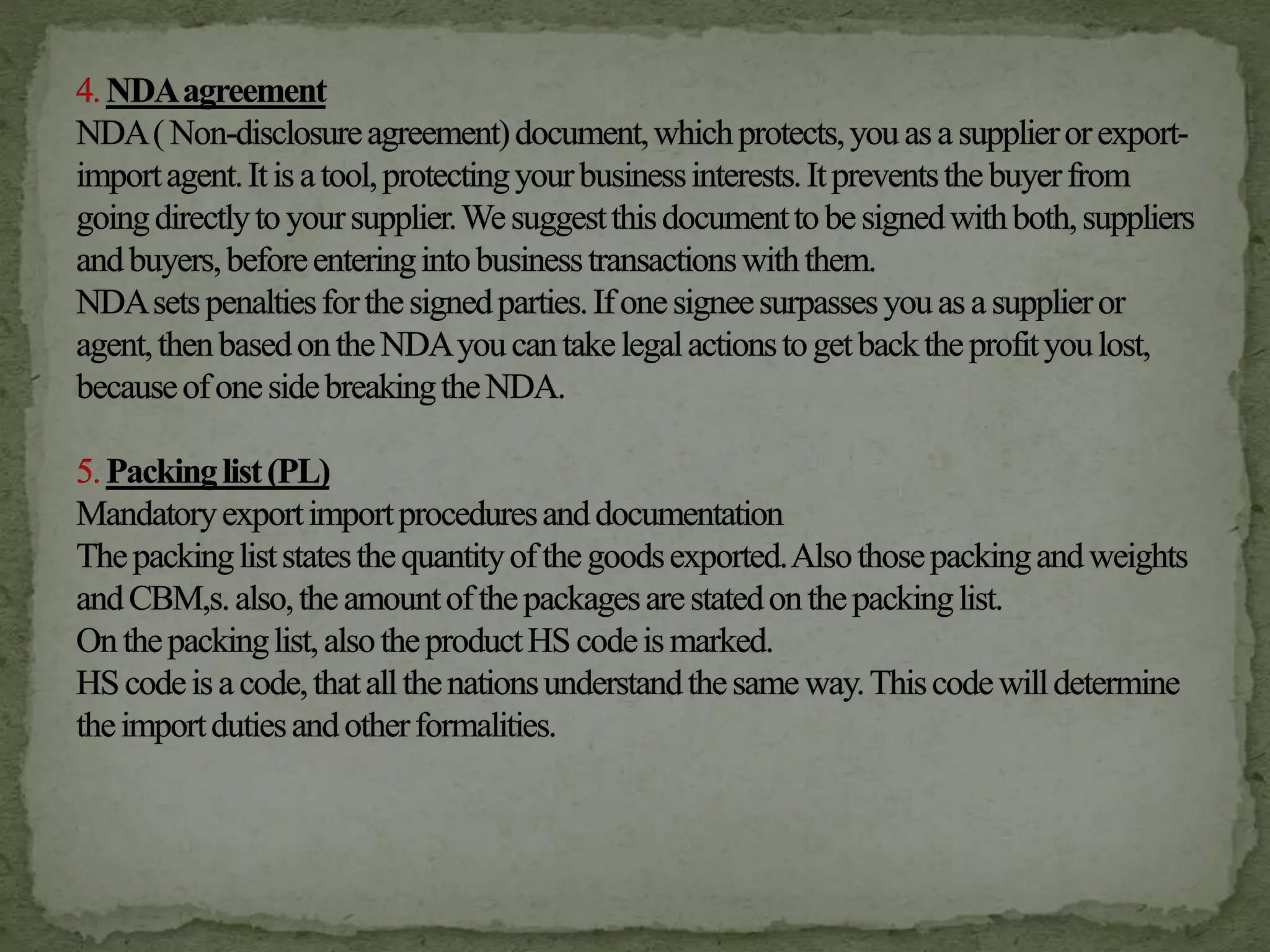 Import Export Procedure and Documentation