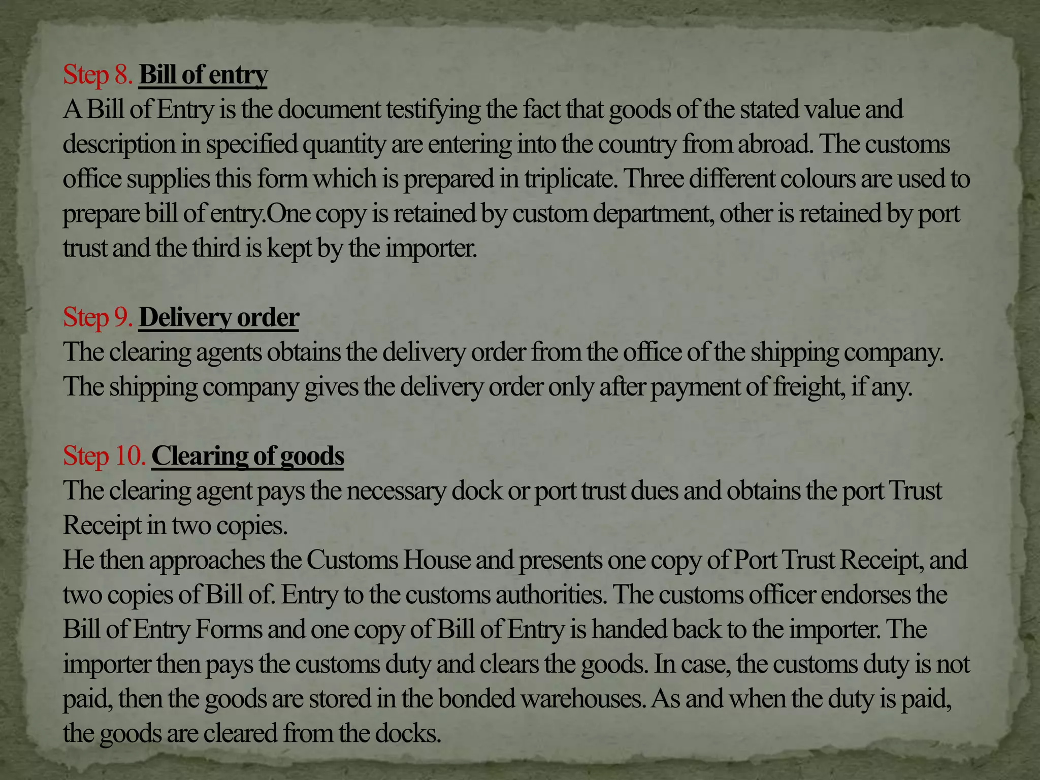 Import Export Procedure and Documentation