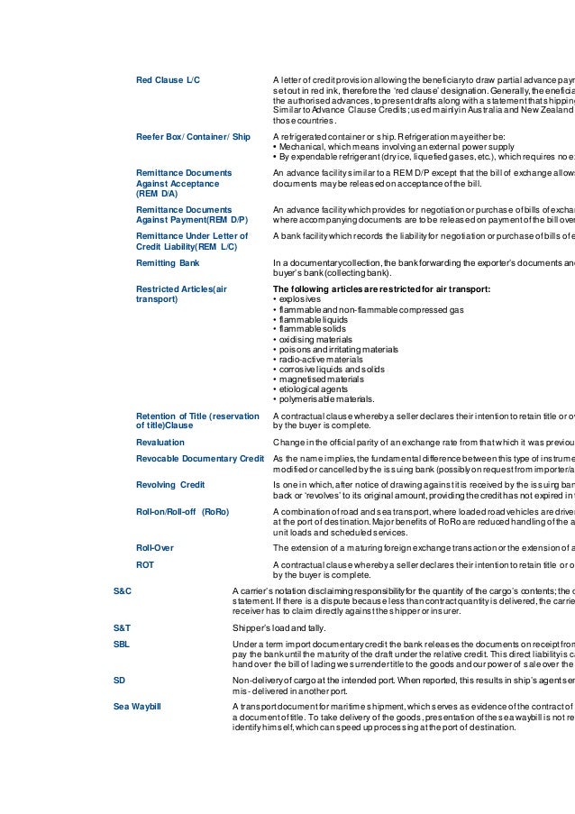 Import export terms