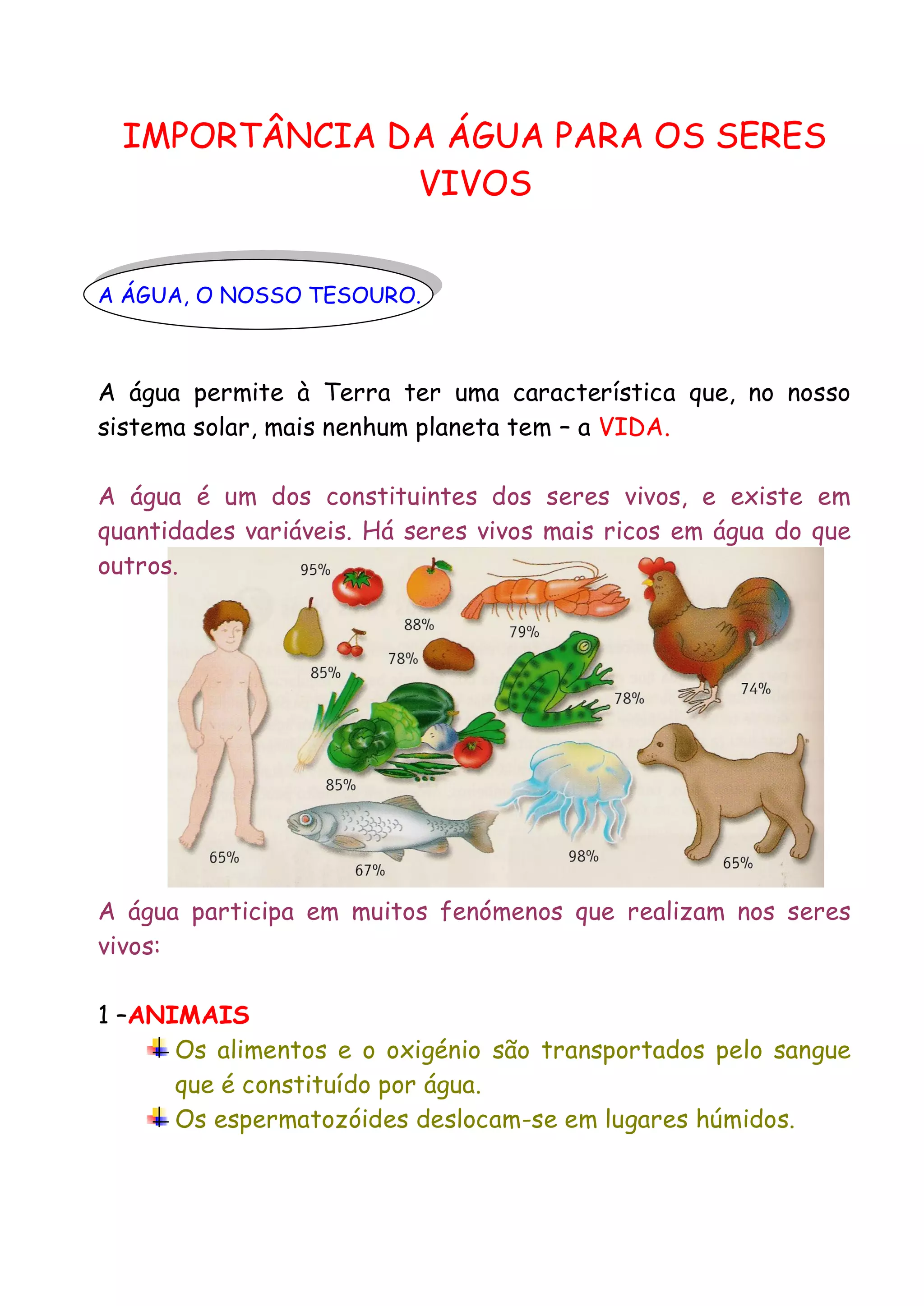 Importância da água para os seres vivos | PDF