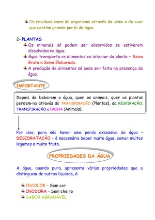 Importância da água para os seres vivos | PDF