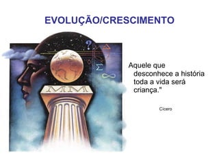 EVOLUÇÃO/CRESCIMENTO " Aquele que desconhece a história toda a vida será criança." Cícero 