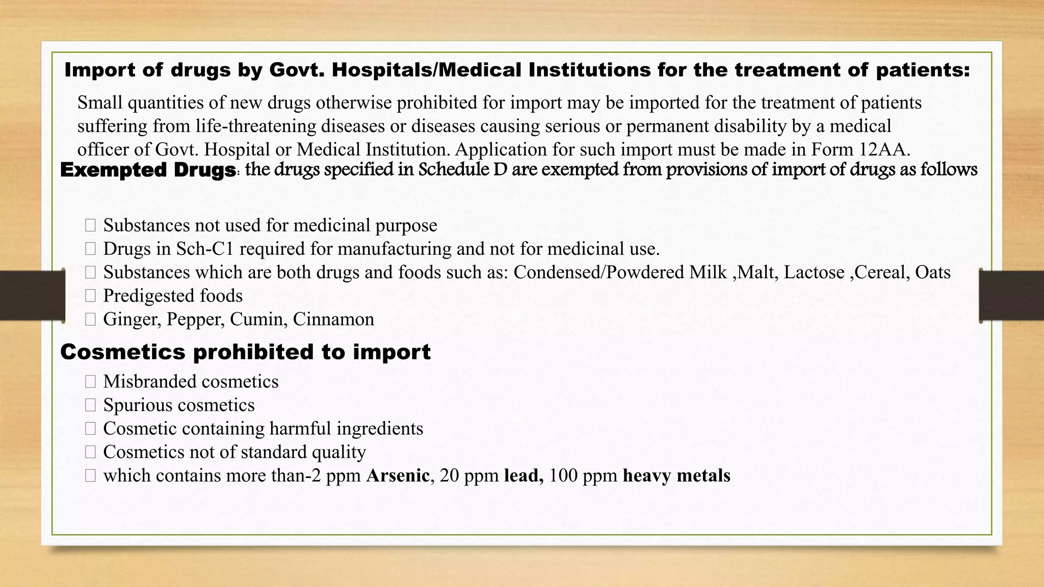 Import of drugs and cosmetic | PPTX