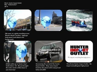 Hunter Import Outlet Grand Opening Plan