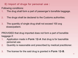 IIMPORT AND REGISTRATION AS PER DRUG AND COSMETIC ACT | PPT