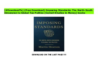 DOWNLOAD ON THE LAST PAGE !!!!
^PDF^ Imposing Standards: The North-South Dimension to Global Tax Politics (Cornell Studies in Money) Ebook In Imposing Standards, Martin Hearson shifts the focus of political rhetoric regarding international tax rules from tax havens and the Global North to the damaging impact of this regime on the Global South. Even when not exploited by tax dodgers, international tax standards place severe limits on the ability of developing countries to tax businesses, denying the Global South access to much-needed revenue. The international rules that allow tax avoidance by multinational corporations have dominated political debate about international tax in the United States and Europe, especially since the global financial crisis of 2007-2008.Hearson asks how developing countries willingly gave up their right to tax foreign companies, charting their assimilation into an OECD-led regime from the days of early independence to the present day. Based on interviews with treaty negotiators, policymakers and lobbyists, as well as observation at intergovernmental meetings, archival research, and fieldwork in Africa and Asia, Imposing Standards shows that capacity constraints and imperfect negotiation strategies in developing countries were exploited by capital-exporting states, shielding multinationals from taxation and depriving nations in the Global South of revenue they both need and deserve.Thanks to generous funding from the Gates Foundation, the ebook editions of this book are available as Open Access volumes from Cornell Open (cornellopen.org) and other repositories.
[#Download%] (Free Download) Imposing Standards: The North-South
Dimension to Global Tax Politics (Cornell Studies in Money) books
 