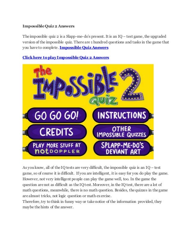 impossible quiz 2 answers