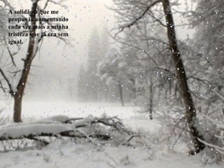 A solidão a que me propus ia aumentando cada vez mais a minha tristeza que já era sem igual. 