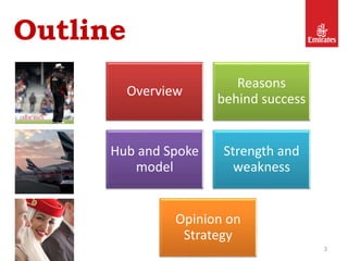 Overview
Reasons
behind success
Hub and Spoke
model
Strength and
weakness
Opinion on
Strategy
3
Outline
 