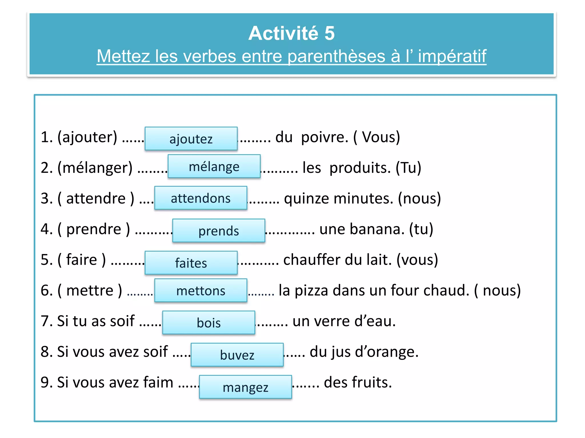 Verbe Partir A L Imperatif Impératif et verbes