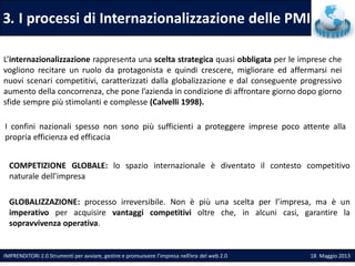 3. I processi di Internazionalizzazione delle PMI
IMPRENDITORI 2.0 Strumenti per avviare, gestire e promuovere l’impresa n...