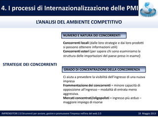 4. I processi di Internazionalizzazione delle PMI
IMPRENDITORI 2.0 Strumenti per avviare, gestire e promuovere l’impresa n...