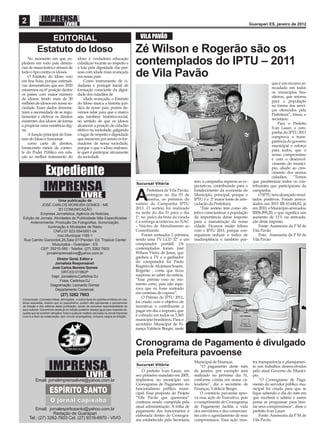 2                                                                                                                                                                Guarapari ES, janeiro de 2012


                         EDITORIAL                                                          VILA PAVÃO

            Estatuto do Idoso                                                             Zé Wilson e Rogerão são os
    No momento em que ex-
plodem em todo país denún-
cias de maus-tratos e abusos de
                                             idoso e verdadeira educação
                                             cidadã,no tocante ao respeito e
                                             à luta pela dignidade das pes-
                                                                                          contemplados do IPTU – 2011
todo o tipo contra os idosos.
    O Estatuto do Idoso veio
em boa hora, porque estimati-
                                             soas com idade mais avançada
                                             em nosso país.
                                                 Como instrumento de ci-
                                                                                          de Vila Pavão
                                                                                                                                                                              que é um recurso ar-
vas demonstram que em 2020                   dadania e pontapé inicial de
                                                                                                                                                                              recadado em todos
estaremos na 6ª posição dentre               formação consciente da digni-
                                                                                                                                                                              os municípios bra-
os países com maior número                   dade dos cidadãos de
                                                                                                                                                                              sileiros, que retorna
de idosos, tendo mais de 30                      idade avançada, o Estatuto
                                                                                                                                                                              para a população
milhões de idosos em nossa so-               do Idoso marca a história jurí-
                                                                                                                                                                              na forma dos servi-
ciedade. Esses dados demons-                 dica de nosso país, porém de-
                                                                                                                                                                              ços oferecidos pela
tram a necessidade de se regu-               vemos zelar para que o marco
                                                                                                                                                                              Prefeitura”, frisou o
lamentar e efetivar os direitos              seja também histórico-social,
                                                                                                                                                                              secretário.
existentes dos idosos de forma               no sentido de que os idosos
                                                                                                                                                                                  Para o Prefeito
a propiciar uma existência dig-              alcancem a posição de cidadão
                                                                                                                                                                              Ivan Lauer, a cam-
na.                                          efetivo na sociedade, galgando
                                                                                                                                                                              panha do IPTU 2011
    A função principal do Esta-              o lugar de respeito e dignidade
                                                                                                                                                                              comprova a trans-
tuto do Idoso é funcionar                    que merecem por serem os for-
                                                                                                                                                                              parência do governo
    como carta de direitos,                  madores de nossa sociedade,
                                                                                                                                                                              municipal e reforça
fornecendo meios de contro-                  porque o que o idoso realmen-
                                                                                                                                                                              para todos, que o
le do Poder Público em rela-                 te quer é participar ativamente
                                                                                                                                                                              nosso compromisso
ção ao melhor tratamento do                  da sociedade.
                                                                                                                                                                              é com o desenvol-
                                                                                                                                                                              vimento do municí-

                   Expediente                                                                                                                                                 pio, aliado ao cres-
                                                                                                                                                                              cimento dos nossos
                                                                                                                                                                              cidadãos. “Temos
                                                                                                                              ano, a campanha superou as ex-      que parabenizar todos os con-
                                                                                          Sucursal Vitória
                                                                                                                              pectativas, contribuindo para o     tribuintes que participaram da
                                                                                                  Prefeitura de Vila Pavão,   fortalecimento da economia do       campanha.

                      Uma publicação de
           JOSÉ CARLOS MOREIRA GOMES - ME
                                                                                          A       entregou no dia 03 de
                                                                                                  janeiro, os prêmios do
                                                                                          sorteio da Campanha IPTU
                                                                                                                              Município, principal, porque o
                                                                                                                              IPTU é a 2ª maior fonte de arre-
                                                                                                                              cadação da Prefeitura.
                                                                                                                                                                      O IPTU tem alcançado resul-
                                                                                                                                                                  tados positivos. Foram arreca-
                                                                                                                                                                  dados em 2011 R$ 63.644,82, já
                      3D COMUNICAÇÃO                                                      2011. O sorteio foi realizado           “Este sorteio tem como ob-      em 2010, o Município arrecadou
          Empresa Jornalistica, Agência de Noticias,                                      na noite do dia 31 para o dia       jetivo conscientizar a população    R$56.895,20, o que signiﬁca um
Edição de Jornais, Atividades de Publicidade Não Especiﬁcadas                             1º, no palco da festa da virada     da importância desse imposto        aumento de 11% na arrecada-
    Anteriormente, Produção De Fotograﬁas, Sonorização,                                   e a entrega aconteceu no NAC        para a manutenção da nossa          ção deste imposto.
               Iluminação e Atividades de Rádio                                           – Núcleo de Atendimento ao          cidade. Ficamos muito felizes           Fonte: Assessoria da P M de
                   CNPJ:07.823.054/0001-04                                                Contribuinte.                       com o IPTU 2011, porque con-        Vila Pavão
                     Insc.Municipal 1185-1                                                    Foram sorteados 2 prêmios,      seguimos reduzir o índice de            Foto: Assessoria da P M de
Rua Camilo Gianordoli,26,Sala 07/3ºandar- Ed. Tropical Center                             sendo uma TV LCD 32” e um           inadimplência e também por-         Vila Pavão
                  Muquiçaba - Guarapari - ES                                              computador portátil. Os
          CEP: 29215-080 - Telefax: (27) 3262 7603                                        contemplados foram José
              jornalimprensalivre@yahoo.com.br                                            Wilson Vieira de Jesus, que
                          Diretor Geral, Editor e                                         ganhou a TV e o ganhador
                         Jornalista Responsável:                                          do computador foi Paulo
                       José Carlos Moreira Gomes                                          Rogério de Alcântara Soares.
                             DRT-ES 01189JP                                               Rogerão , conta que ﬁcou
                       Dept Jornalismo:Carlinhos DJ                                       surpreso ao saber da notícia.
                            Fotos: Carlinhos DJ                                           “Esse prêmio veio no mo-
                      Diagramação: Leonardo Gomez                                         mento certo, pois não espe-
                         Departamento Comercial:                                          rava que eu fosse sorteado
                               (27) 3262 7603                                             em centenas de cupons”.
Comunicado: Conceitos idéias, aﬁrmações, e outros tipos de opiniões emitidas em ma-
                                                                                              O Prêmio do IPTU 2011,
térias assinadas, mesmo que só pseudônimo, podem não representar o pensamento             foi criado com o objetivo de
da direção e dos editores desta publicação, sendo de exclusiva responsabilidade de        incentivar o contribuinte a
seus autores. Garantimos desde já em edição posterior espaço igual para resposta da-      pagar em dia o imposto, que
queles que se sentirem atingidos.Toda e qualquer matéria veiculada no Jornal Imprensa
Livre é a título de colaboração, sem vínculo empregatício, inclusive cargos de direção.   é cobrado em todos os 5.565
                                                                                          município brasileiros. Para o
                                                                                          secretário Municipal de Fi-
                                                                                          nança Valdecir Berger, neste


                                                                                          Cronograma de Pagamento é divulgado
                                                                                          pela Prefeitura pavoense
                                                                                                                              Municipal de Finanças.              tra transparência e planejamen-
                                                                                          Sucursal Vitória                        “O pagamento deste mês          to nos trabalhos desenvolvidos
                                                                                             O prefeito Ivan Lauer, em        de janeiro, por exemplo será        pelo atual Governo do Municí-
                                                                                          seu primeiro mandato em 2005,       realizado no próximo dia 31,        pio.
          Email: jornalimprensalivre@yahoo.com.br                                         implantou no município um           conforme consta em nosso ca-            “O Cronograma de Paga-
                                                                                          Cronograma de Pagamento do          lendário”, diz o secretário de      mento do servidor público mu-
                                                                                          funcionalismo público muni-         Finanças, Valdecir Berger.          nicipal foi criado para que se
                                                                                          cipal. Essa proposta do Projeto         O comércio pavoense apro-       ﬁque sabendo o dia do mês em
                                                                                          “Vila Pavão que queremos”           va essa ação do Executivo, pois     que receberá o salário e assim
                                                                                          continua sendo cumprida pela        o cumprimento do Cronograma         possa se programar para hon-
                                                                                          atual administração. A folha de     de Pagamento facilita a vida        rar seus compromissos”, disse o
         Email: jornalespiritosanto@yahoo.com.br                                          pagamento dos funcionários é        dos servidores e dos comercian-     prefeito Ivan Lauer.
                   Redação de Guarapari                                                   elaborada dentro do Cronogra-       tes com o agendamento de seus           Fonte: Assessoria da P M de
     Tel.: (27) 3262-7603 Cel. (27) 9316-6970 - VIVO                                      ma estabelecido pela Secretaria     compromissos. Essa ação mos-        Vila Pavão
 