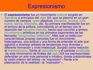 Impresionismo/Postimpresionismo/Fovismo/Expresionismo