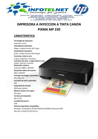 Impresora a inyeccion a tinta canon pixma ip2700