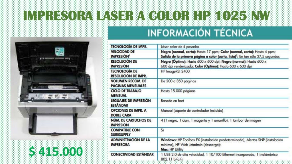 Características de Algunas Impresoras