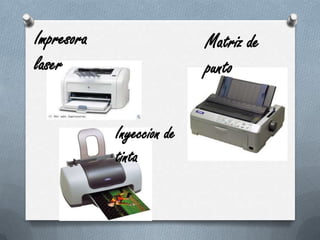 Impresora laserMatriz de puntoInyeccion de tinta