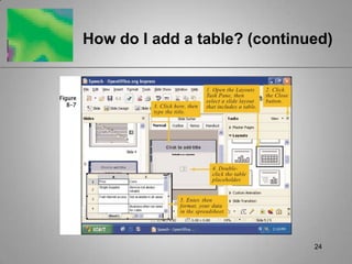 How do I add a table? (continued)




                              24
 