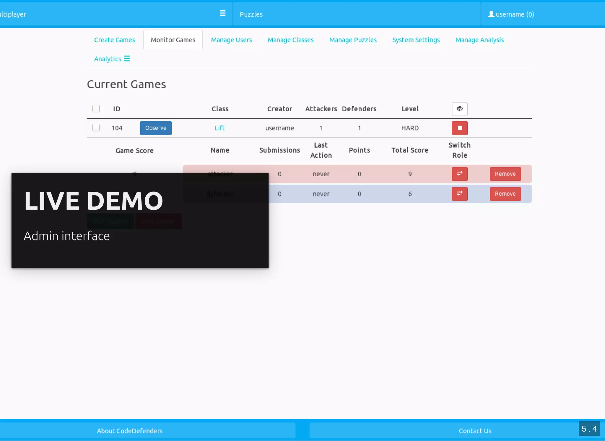 LIVE DEMOLIVE DEMO
Admin interfaceAdmin interface
5 . 4
 
