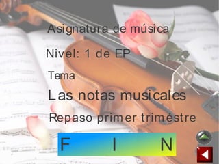 Asi gnatura de músi ca
Nivel: 1 de EP
Tema
L as notas musicales
Repaso prim er t rim ést re
F I N