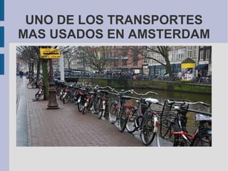 UNO DE LOS TRANSPORTES
MAS USADOS EN AMSTERDAM
 