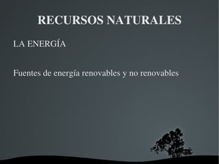 RECURSOS NATURALES ,[object Object],Fuentes de energía renovables y no renovables 