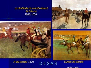 A  l e s  curses ,  1879 D E G A S La desfilada de cavalls davant la tribuna 1866-1868   Curses de cavalls  1885-1888  
