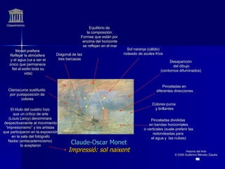Claseshistoria Historia del Arte © 2006 Guillermo Méndez Zapata Claude-Oscar Monet Impressió: sol naixent Colores puros y ...
