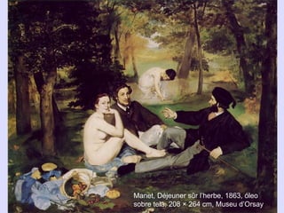 Manet, Déjeuner sûr l’herbe, 1863, óleo
sobre tela, 208 × 264 cm, Museu d’Orsay
 