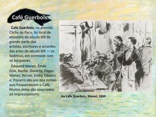 Definições  O impressionismo é um movimento artístico surgido na França no século XIX que criou uma nova visão conceitual da natureza utilizando pinceladas soltas dando ênfase na luz e no movimento. Foi o mais notório fenômeno visual da modernidade.