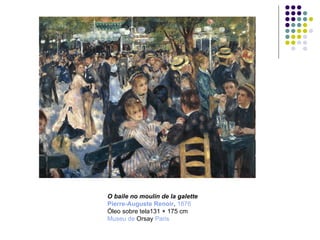 O baile no moulin de la galette Pierre-Auguste Renoir ,  1876 Óleo sobre tela131 × 175 cm Museu de  Orsay   Paris 