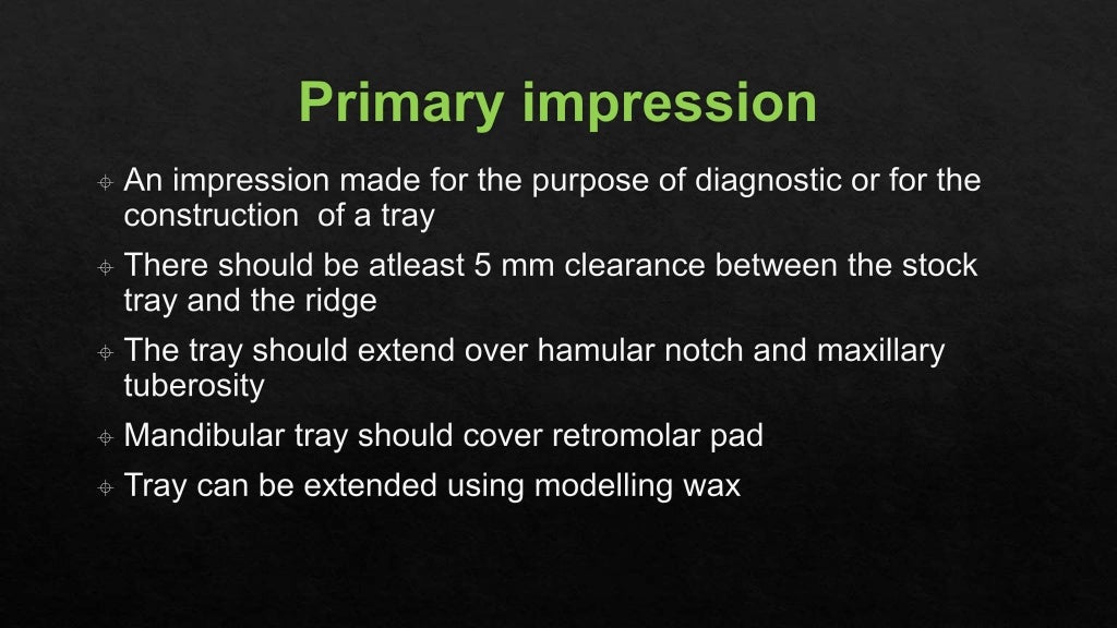 Impression materials classification and techniques