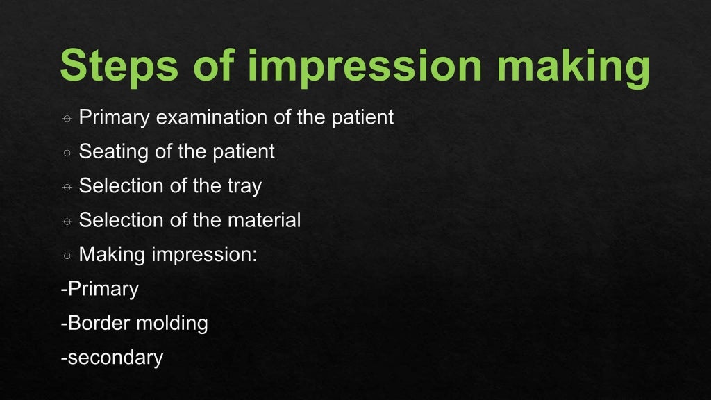Impression materials classification and techniques