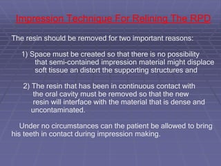 Relining In Rpd Impression Procedure for RPD’s- mandy.ppt