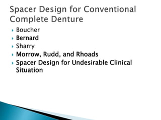  Boucher
 Bernard
 Sharry
 Morrow, Rudd, and Rhoads
 Spacer Design for Undesirable Clinical
Situation
 