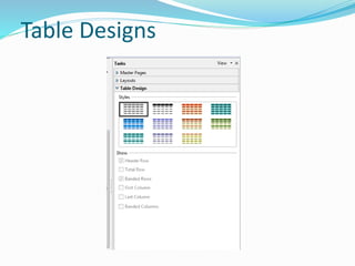 Table Designs
 