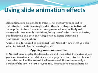 Libre Office Impress Lesson 5: Slide shows and animations | PPTX