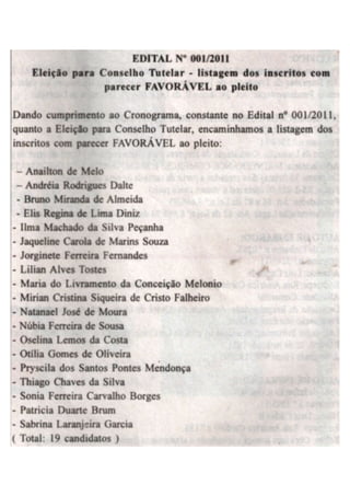 Lista dos candidatos ao Conselho Tutelar de Itaboraí