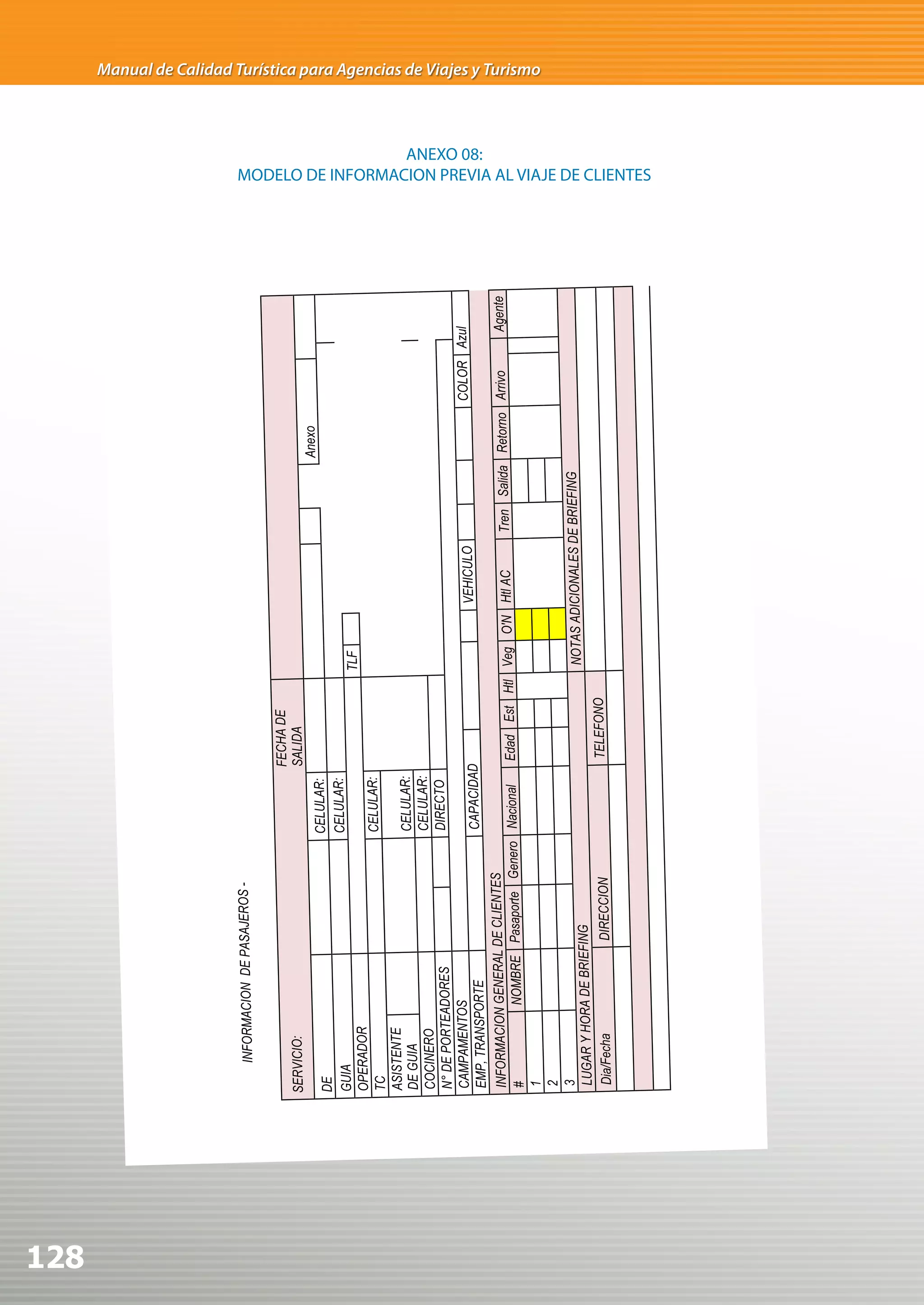 Manual de Calidad Turística para Agencias de Viajes y Turismo



                                           ANEXO 08:
                         MODELO DE INFORMACION PREVIA AL VIAJE DE CLIENTES




128
 